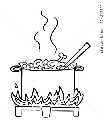 Hot pot or steamboat line art icon. Hot pot or steamboat line art icon. 124813733