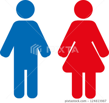 人物象形圖、站立輪廓、圖標、全身、廁所標誌 124813987
