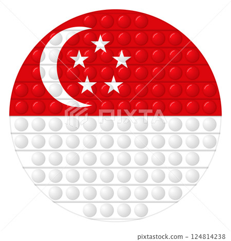 Glass light ball with flag of Singapore. Round sphere, template icon. National symbol. Glossy realistic ball, 3D vector illustration. Trendy antistress game pop it, simple dimple. Big bubble Glass light ball with flag of Singapore. Round sphere, template icon. National symbol. Glossy realistic ball, 3D vector illustration. Trendy antistress game pop it, simple dimple. Big bubble 124814238