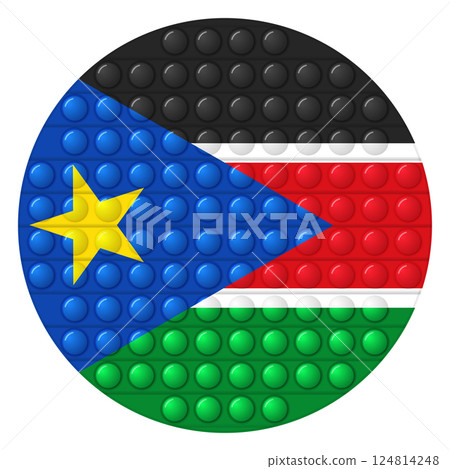 Glass light ball with flag of South Sudan. Round sphere, template icon. Sudanese national symbol. Glossy realistic ball, 3D vector illustration. Trendy antistress game pop it, simple dimple.Big bubble Glass light ball with flag of South Sudan. Round sphere, template icon. Sudanese national symbol. Glossy realistic ball, 3D vector illustration. Trendy antistress game pop it, simple dimple.Big bubble 124814248