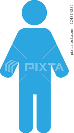 人像形文字直立剪影圖標全身 人像形文字直立剪影圖標全身 124814883