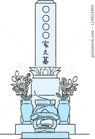 Grave line drawing illustration light blue Grave line drawing illustration light blue 124814905