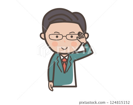以理解的姿勢擺出中層精英風格男性商人上半身的插圖 124815152