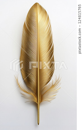 Golden feathers on a white background Golden feathers on a white background 124815765