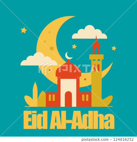 A blue background with a yellow moon and stars A blue background with a yellow moon and stars 124816252