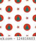 A pattern of red and green Christmas trees and stars 124816603