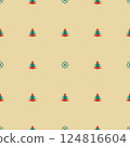 A pattern of Christmas trees is shown in a light blue and green color scheme 124816604