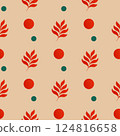 A pattern of red leaves and green circles 124816658