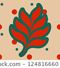A leaf with red and green colors and red dots 124816660