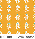 A pattern of yellow flowers with blue accents 124816662