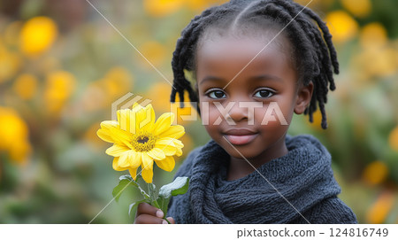 Child with flower at memorial Heroes' Day in Rwanda Child with flower at memorial Heroes' Day in Rwanda 124816749