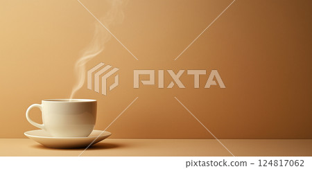 Cup of Coffee on a Minimalist Background with Style and Poise Mocha Mousse colored Cup of Coffee on a Minimalist Background with Style and Poise Mocha Mousse colored 124817062