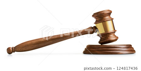 Judge's gavel on white 124817436