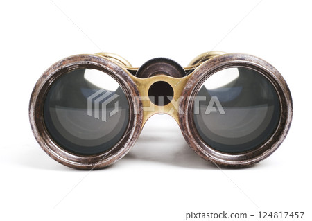 Vintage binoculars on white 124817457