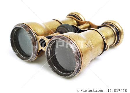 Vintage binoculars on white Vintage binoculars on white 124817458