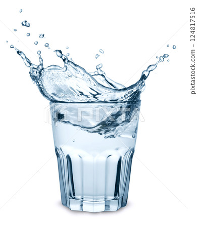 water splash in glass on white background 124817516