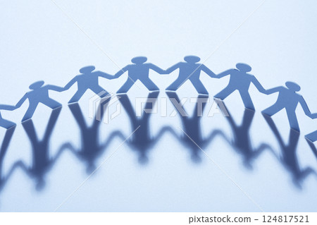 Paper people standing together Paper people standing together 124817521