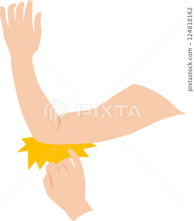 Illustration of a person poking their elbow Illustration of a person poking their elbow 124818162