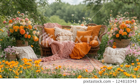 Peaceful Pastel Flower Arrangements  124818343