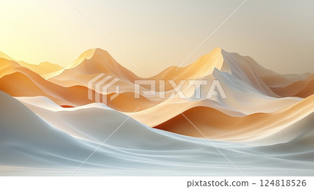 Abstract Peaceful Landscape with Rippling Sand Dunes and Soft Warm Tones 124818526