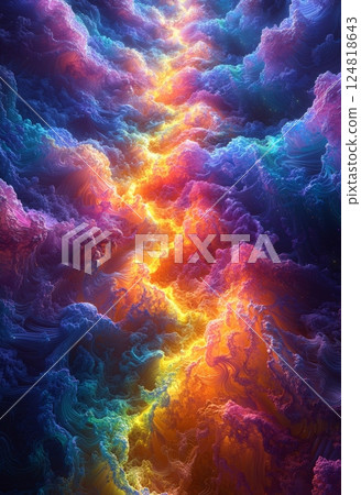 Enchanting Outer Space Scene with Vibrant Hues and Dreamy Cloud Patterns 124818643