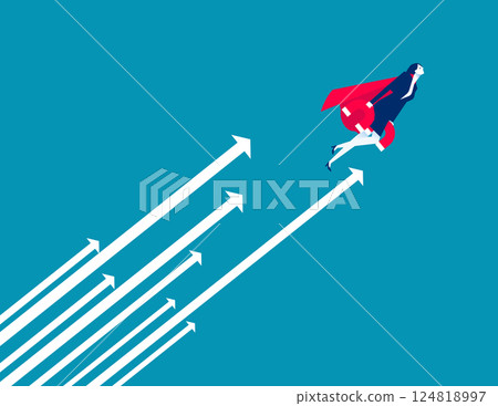 Businesswomen take a magnet and attract arrows to grow upwards Businesswomen take a magnet and attract arrows to grow upwards 124818997