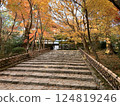 Autumn stairs with red leaves 124819246