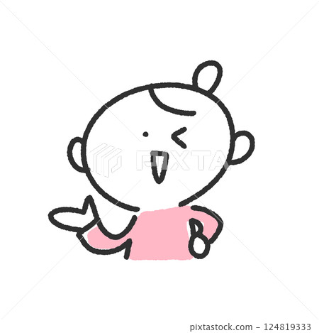 Woman giving a wink and introducing, guidance, explanation 124819333