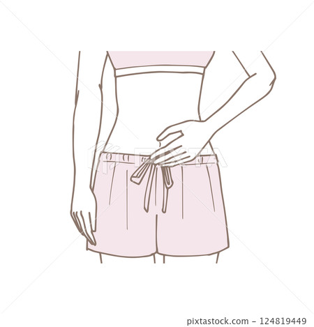 女人胃部的特寫插圖 124819449
