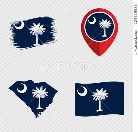 South Carolina State Flag Icon Set. 124819581