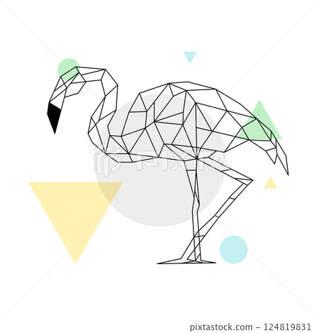 Abstract geometric flamingo polygon feathers tropical vector design. Flamingo geometric animal bird Abstract geometric flamingo polygon feathers tropical vector design. Flamingo geometric animal bird 124819831