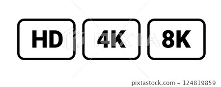 4k hd full resolution icon. Ultra video tv 8k high quality 4k hd screen template sign 124819859