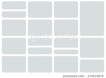 Bento grid template layout shape. Bento box modular collage frame design geometry background. 124819878