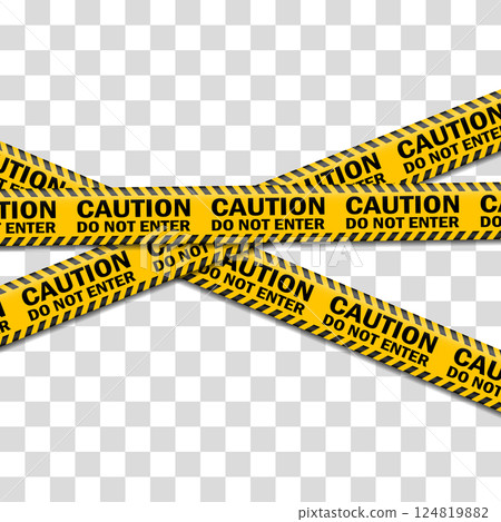Realistic yellow barricade tape. 124819882