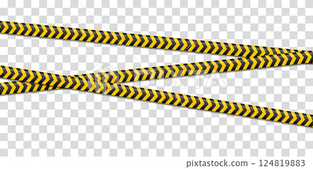 Realistic yellow barricade tape. 124819883