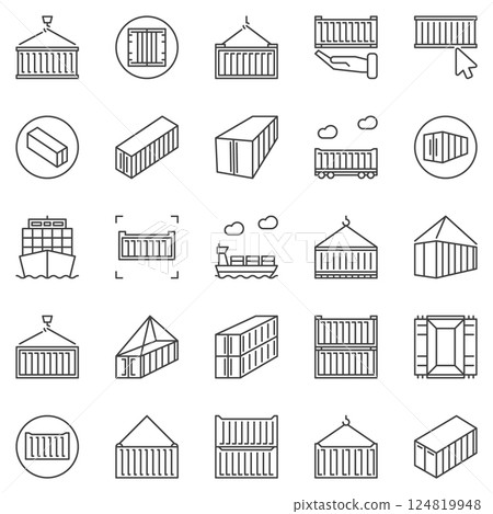 Shipping Container outline icons set - international logistics vector symbols Shipping Container outline icons set - international logistics vector symbols 124819948