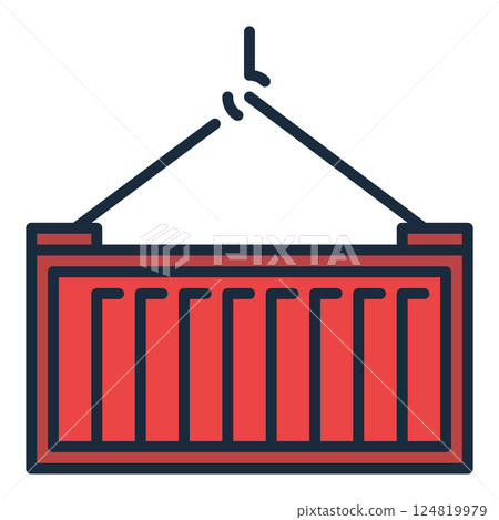 Red Shipping Container vector colored icon 124819979