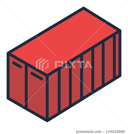 Red Shipping Container vector colored icon 124819980