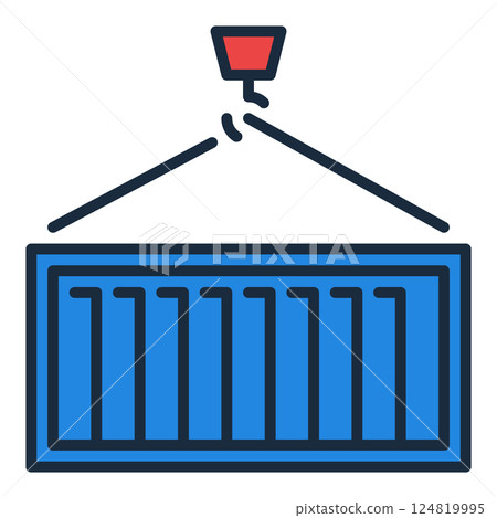 Blue Shipping Container vector colored icon 124819995
