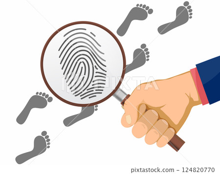 Detective looks fingerprint at the crime scene Detective looks fingerprint at the crime scene 124820770