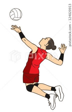 女排球員即將扣球 女排球員即將扣球 124820913