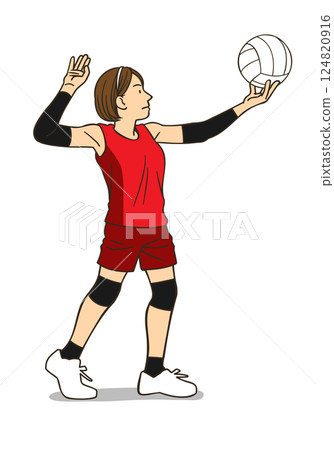 女排運動員準備發球 124820916