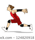 女排運動員跳躍前邁步 124820918