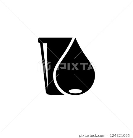 Simplified black icon of a water drop and measuring cup 124821065