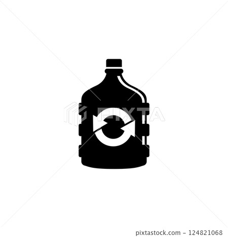 Black vector icon of a recyclable water bottle 124821068