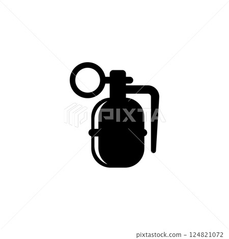 Iconic black silhouette of a hand grenade for military and warfare design 124821072
