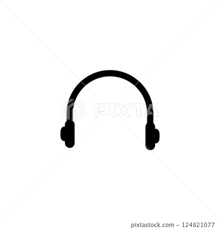 Modern black silhouette headphones icon 124821077