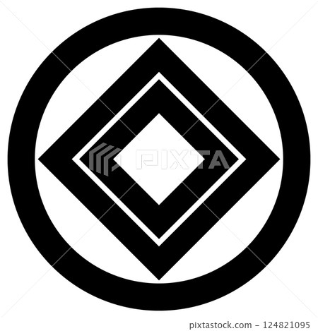 This is the family crest. It is a circle with a nested box at the corner. This is the family crest. It is a circle with a nested box at the corner. 124821095