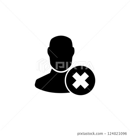 User profile icon indicating cancellation or removal 124821096
