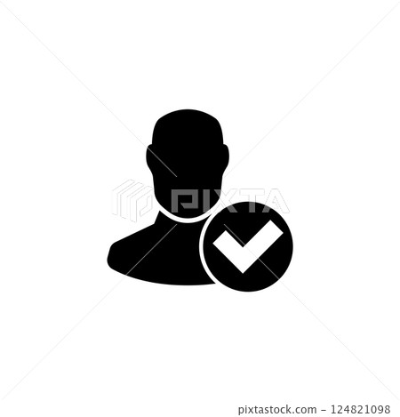 Verified user profile icon with checkmark 124821098